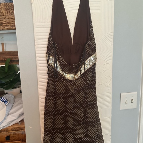 Nell Couture Brown Backless Dress with Sequin Band - Picture 2 of 5
